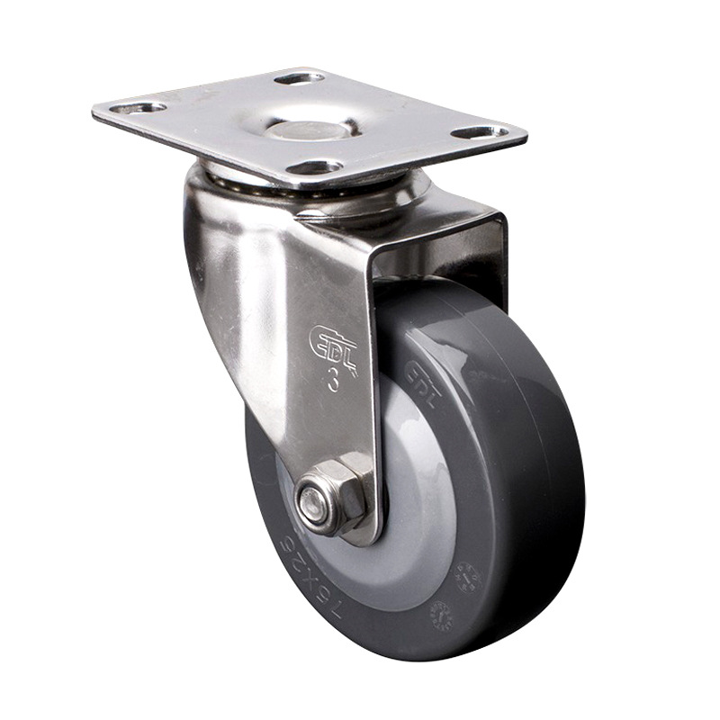 Rueda Giratoria de Acero Inoxidable 2.5 3 4 Pulgadas Modelo S34-74 de PU con Freno para Industria Médica y Alimentaria