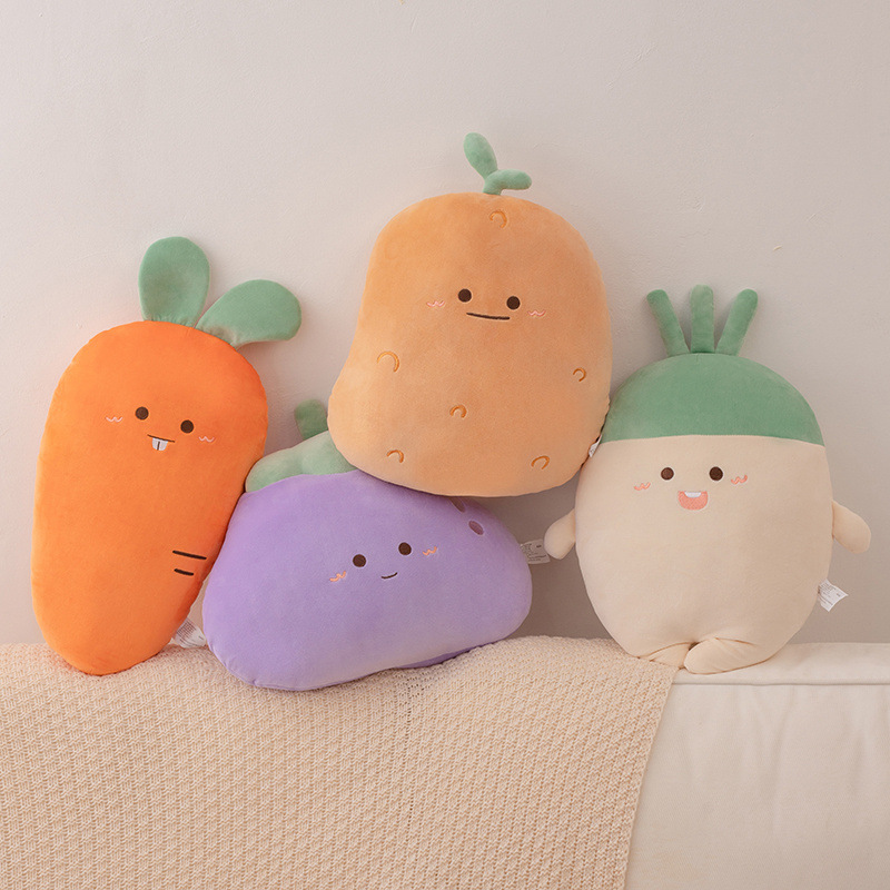 Cute Vegetable Three Fresh Carrot Eggplant Potato Plush Pillow Sleeping Comfort Cushion Sofa Children's Gift