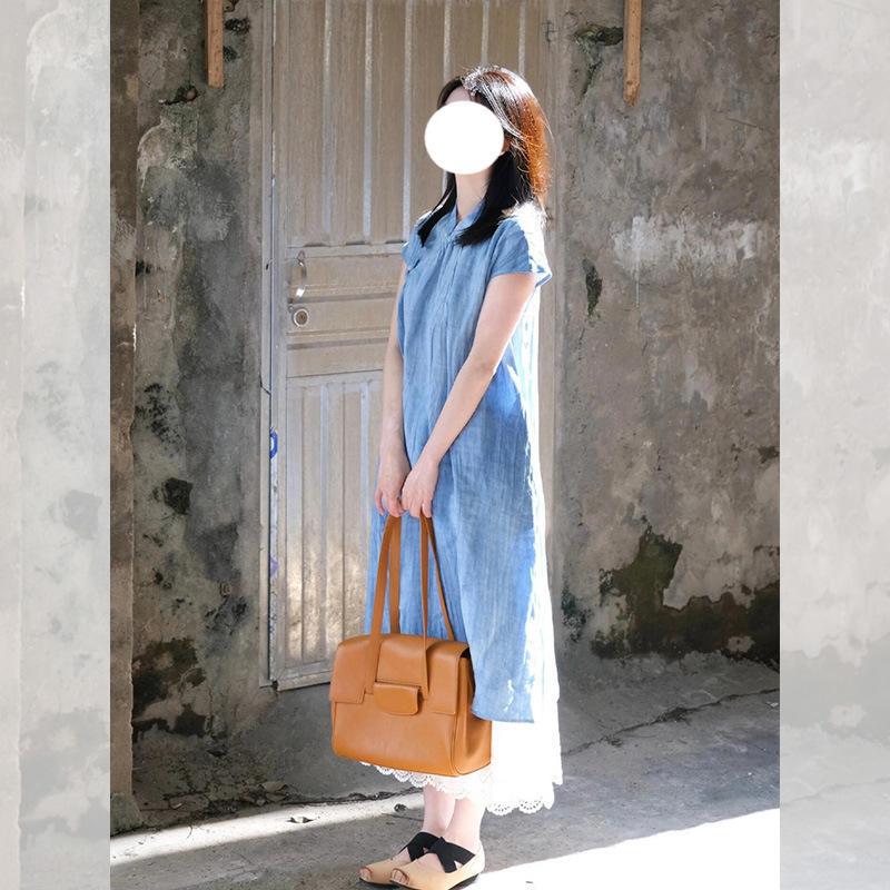 Blue National Style New Chinese Style Cheongsam Dress Women's Summer New Niche Design Super Nice Long Skirt