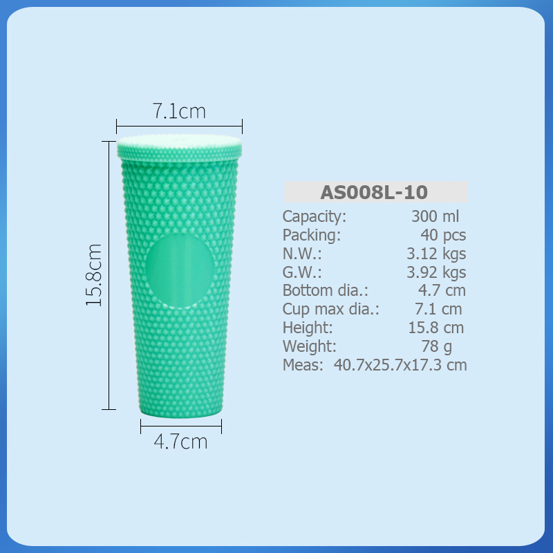 Taza de agua de paja de plástico de doble capa de color degradado transfronterizo AS/PS480/600ml con taza de regalo de café