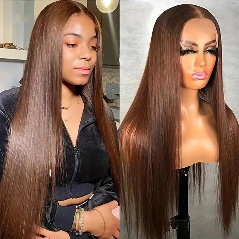 Cross-Border Straight Lace Front Wigs 13X4 Lace Front Wig Women's Long Straight Hair Full Headgear