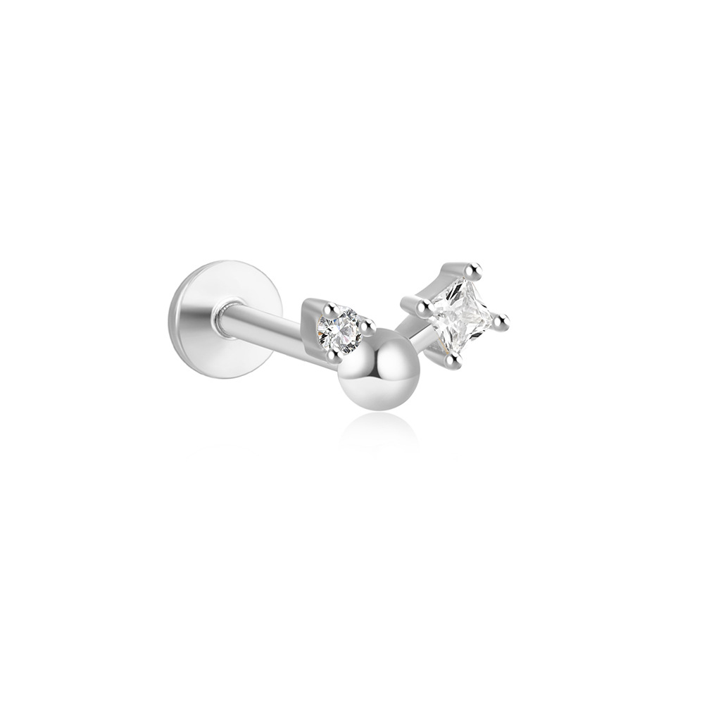 2g Weight Zircon Inlay Material Ear Studs Classification 1 Piece Quantity Daily Occasion 925 Sterling Silver Material Geometric Pattern Women's Gender Plating Design Simple Style Style 1 Piece Ear Cartilage Rings & Studs Simple Style Geometric 925 Sterling Silver Plating Zircon 89