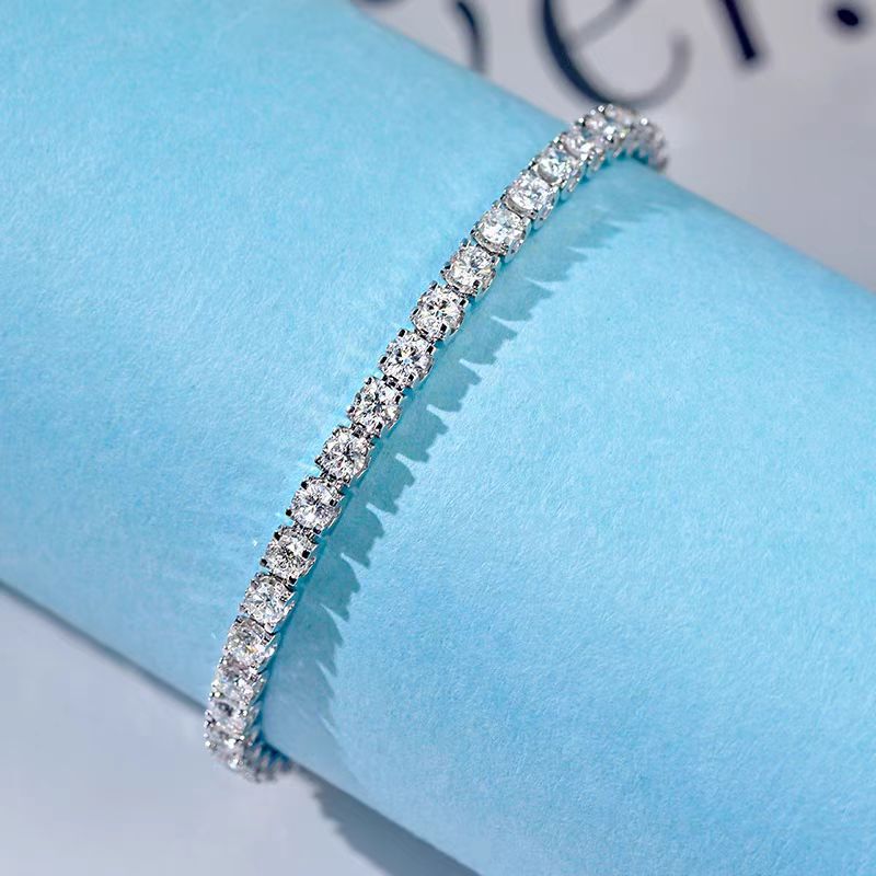 Cross-Border European and American Tennis Chain Bracelet with Copper Inlaid Zircon, Simple and Stylish, Amazon Bestseller, Light Luxury Fashion High-End Cuban Bracelet