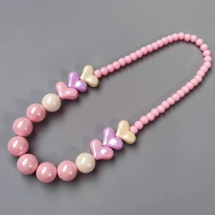 Multi-Love Bracelet Necklace Combination suit Children's Jewelry Color Acrylic Handmade DIY Beaded Jewelry Accessories
