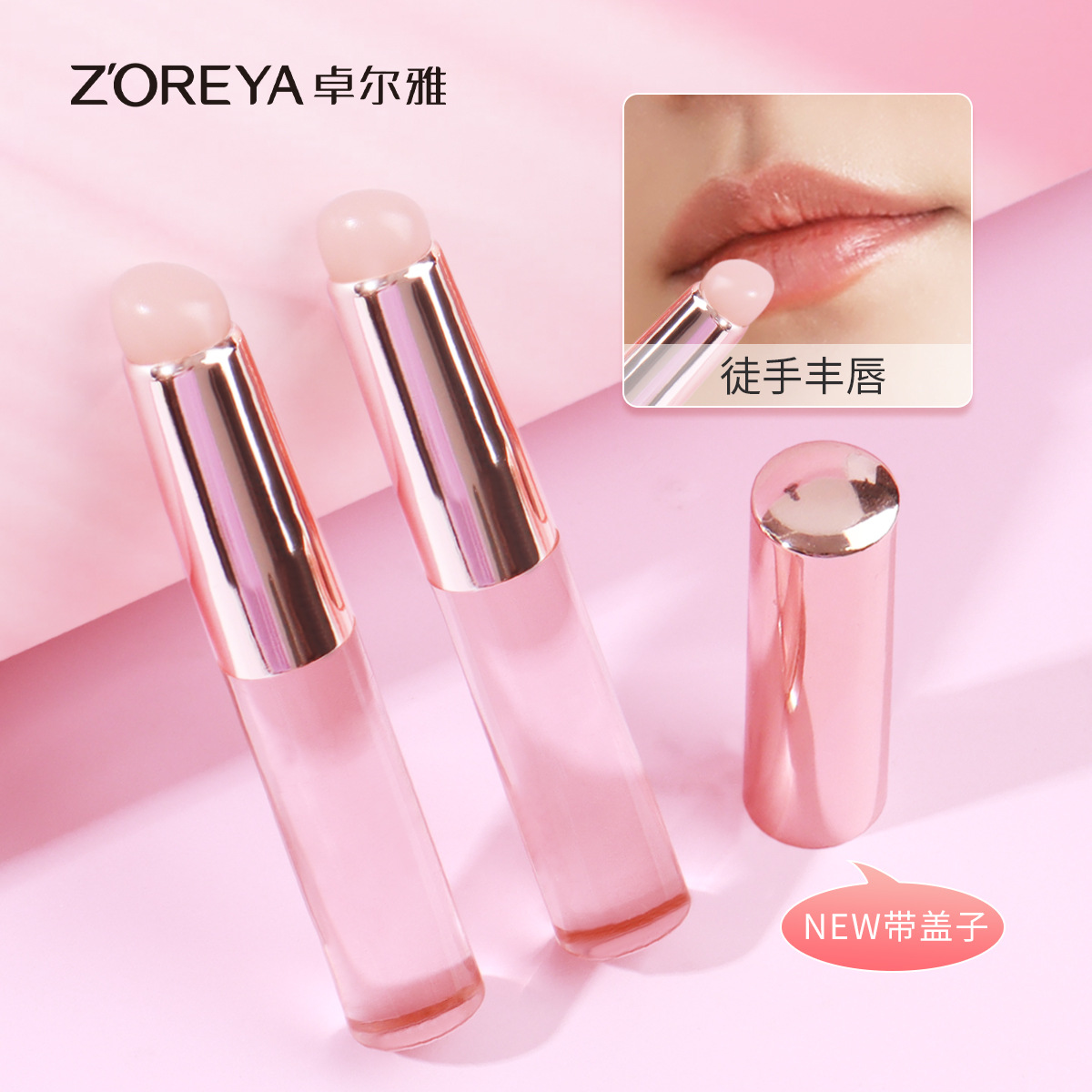 Cepillo de labios de silicona Cepillo corrector de cabeza redonda mini rosa Cepillo de mancha de labios Cepillo de lápiz labial portátil con tapa Cepillo de maquillaje profesional