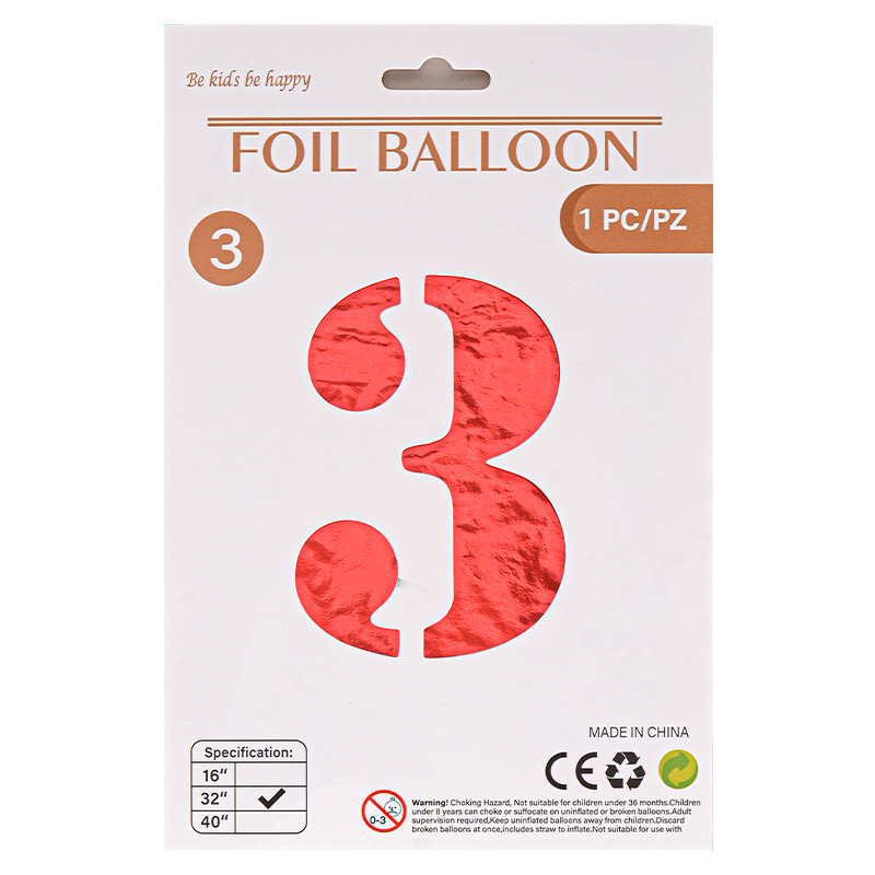 32 pulgadas Tarjeta de papel digital OPP globo de embalaje independiente fiesta de cumpleaños ambiente decorativo globo