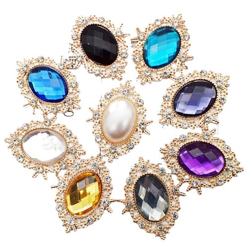 Diamond oval flower plate diamond buckle rhinestone mirror pearl bridal headwear shoes clothing bag diy jewelry alloy accessories