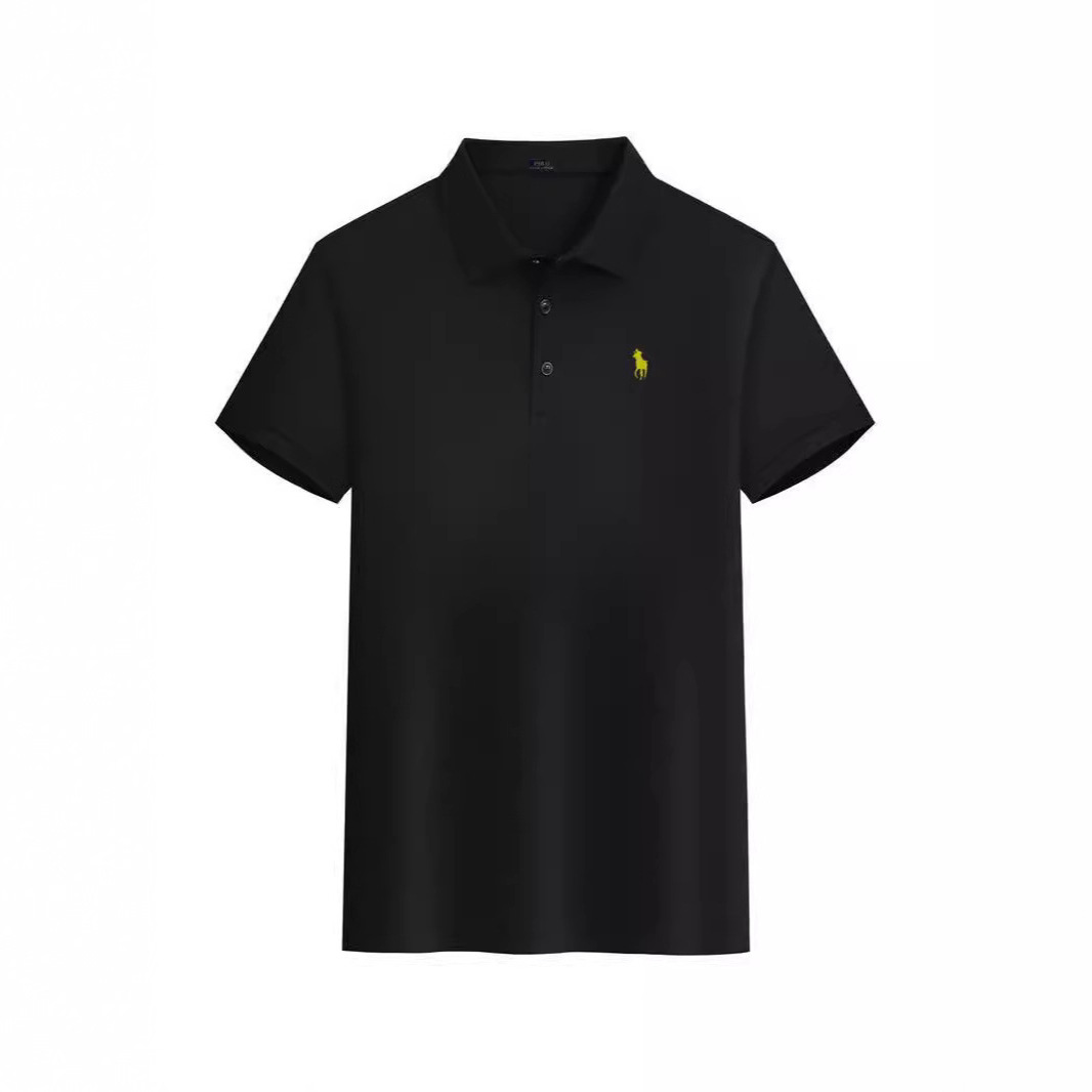Cross-Border Foreign Trade Rl Ralph Lauren Men's Lapel Short-Sleeve Polo Shirt, Light Luxury Business Pony Embroidered Polo Shirt
