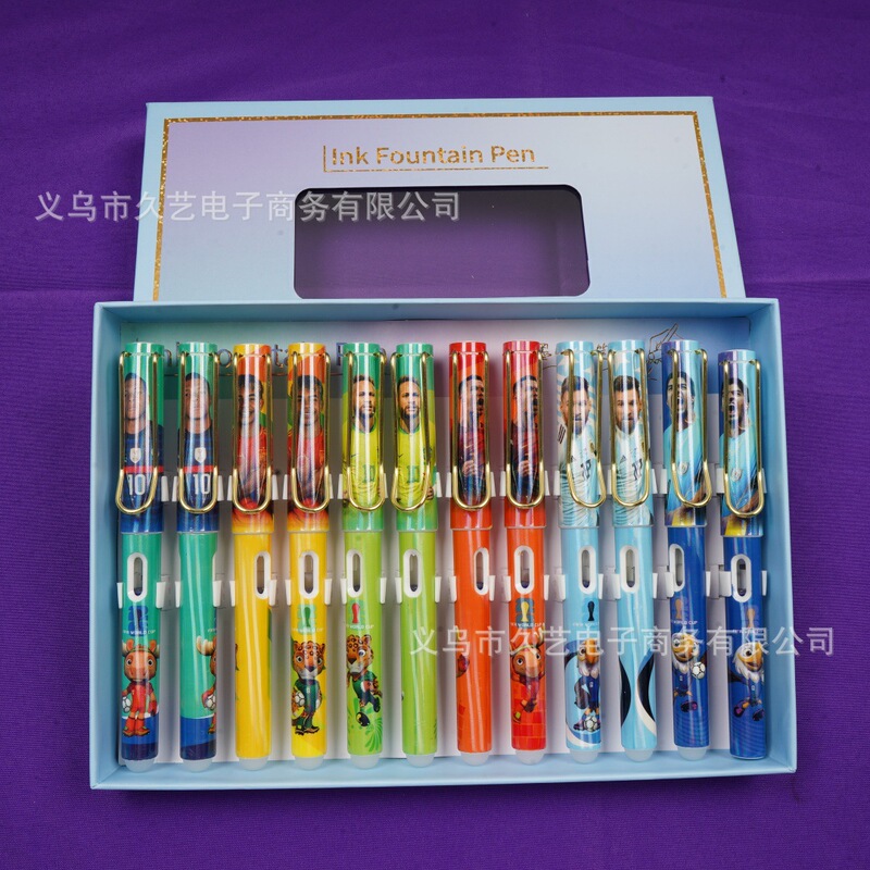 New World Cup Erasable Steel Plate Cartoon-Themed Easy-To-Erase Blue Ballpoint Pen Football Cristiano Ronaldo Messi Mbappe. New World Cup Erasable Steel Plate Cartoon-Themed Easy-To-Erase Blue Ballpoint Pen Football Cristiano Ronaldo Messi Mbappe.