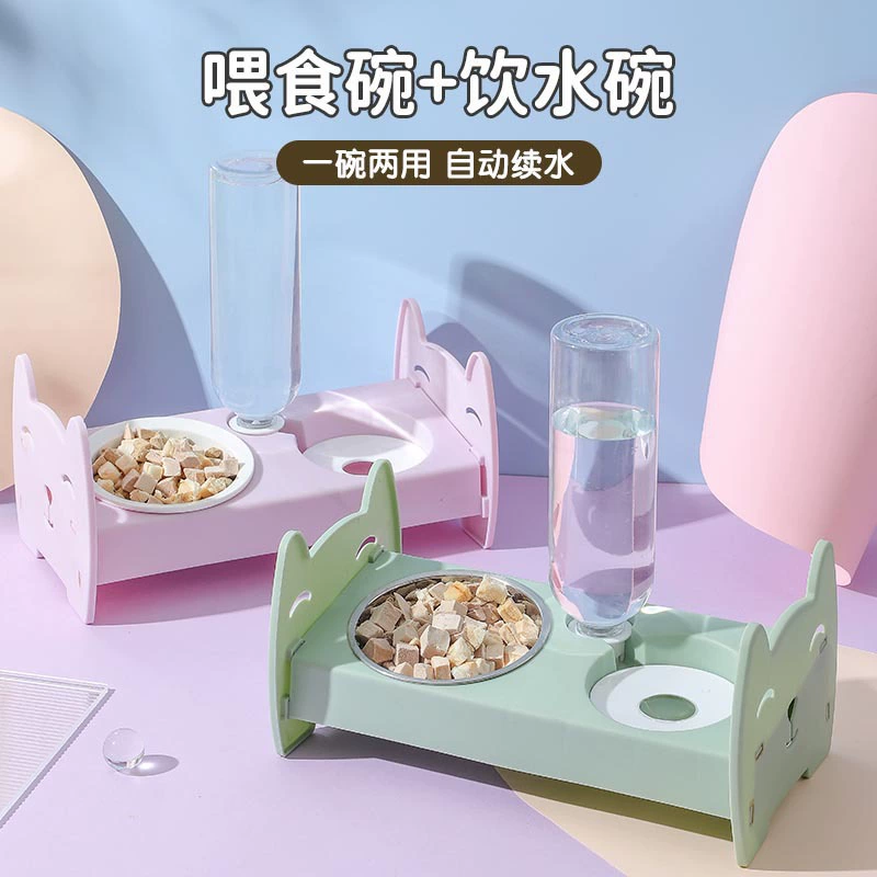 Собака Чаша Кошка Чаша двойной чаша автоматическая поилка Собака Кошка Чаша воды миска риса зоотовары двойной чаша