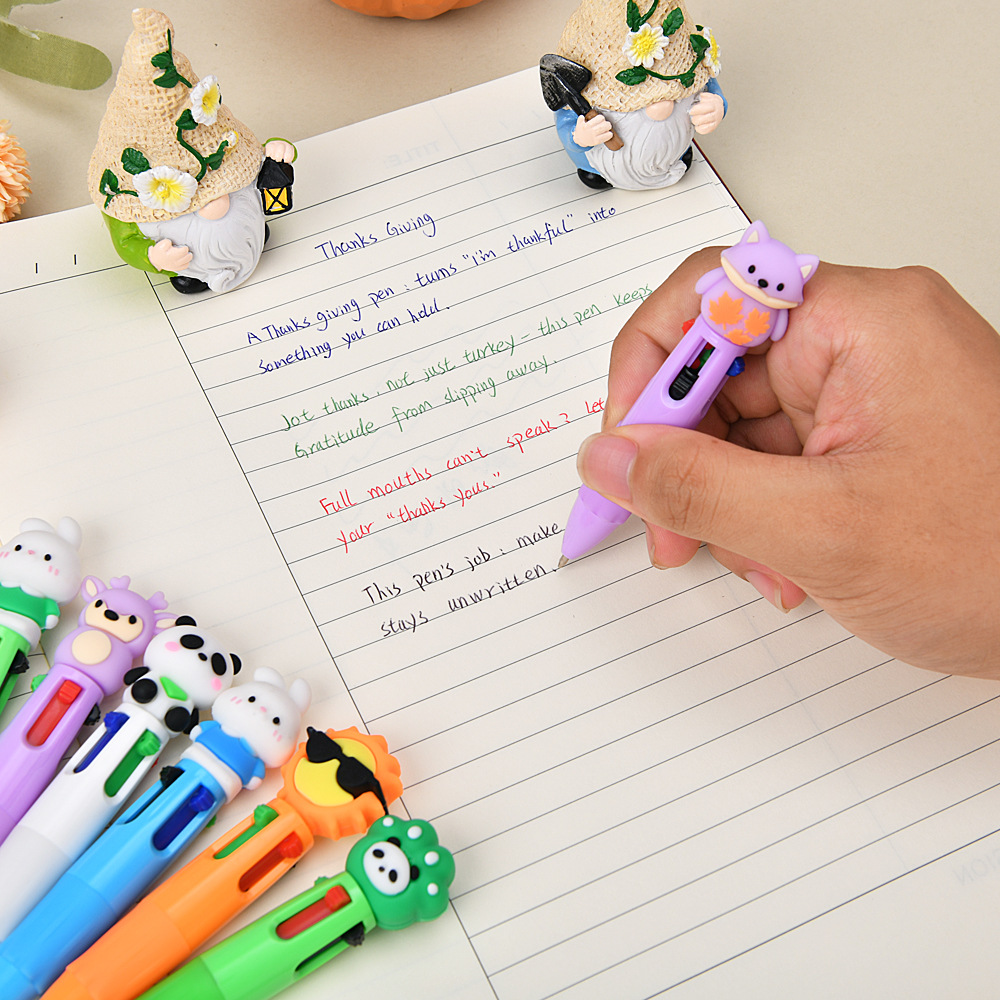 Bolígrafo multicolor de dibujos animados lindos bolígrafo de color creativo de presión multicolor bolígrafo multifuncional para estudiantes de primaria