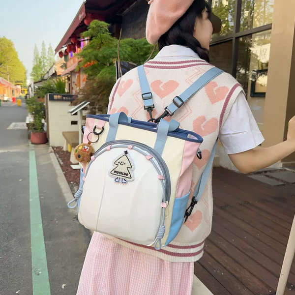 2026 New Style Contrasting Color Backpack for Female Students, Korean Style Cute Large Capacity Lightweight School Backpack for Middle School Students
