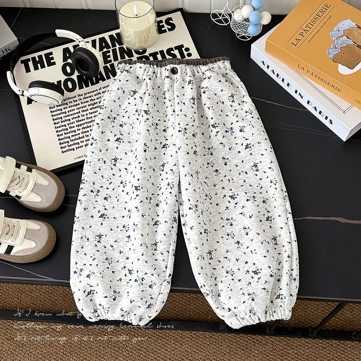 新款女童碎花束脚裤花边甜美灯笼裤春秋季洋气透气哈伦裤女孩裤子