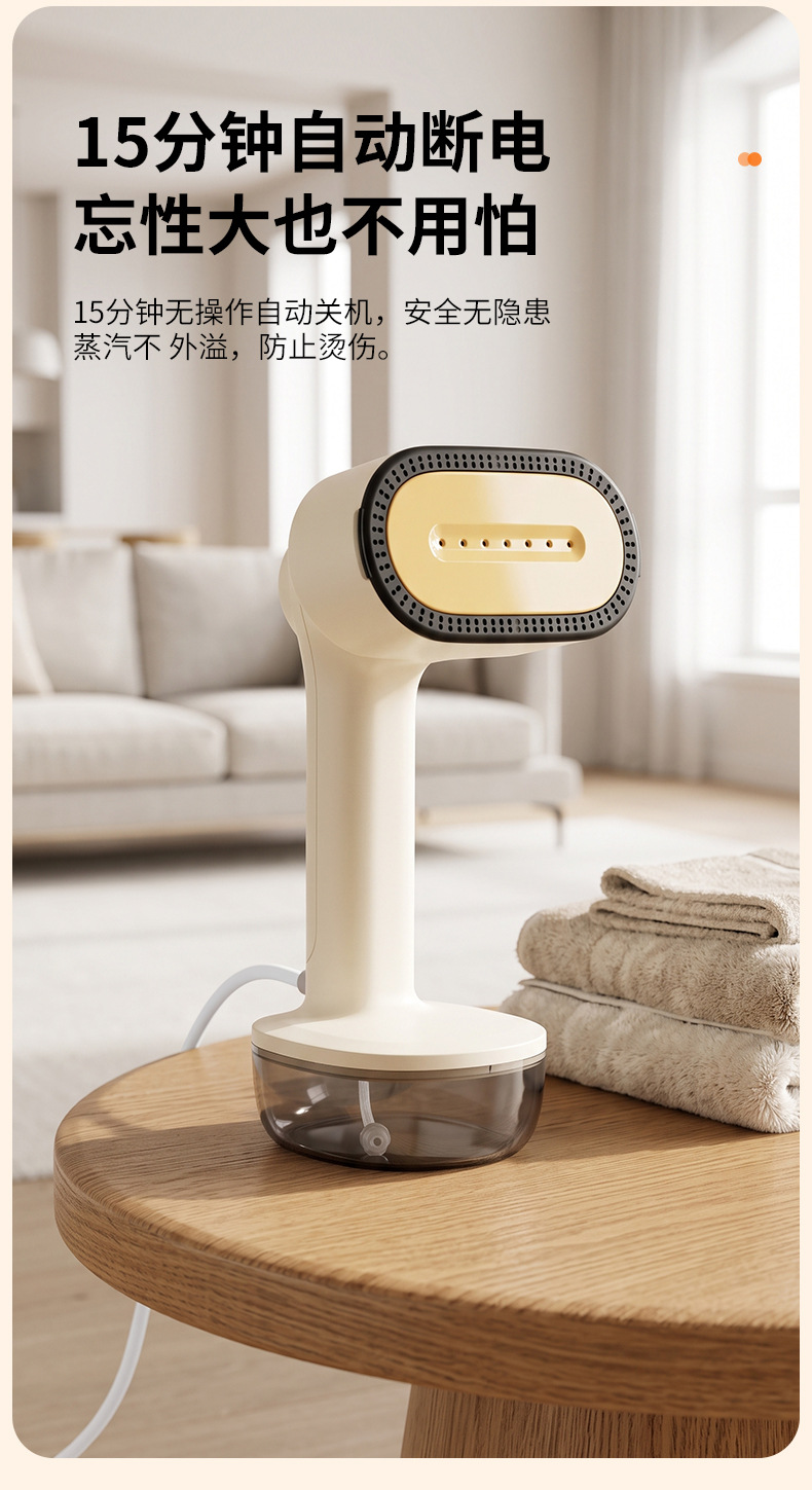 Handheld garment steamer, high steam output, dry and wet use