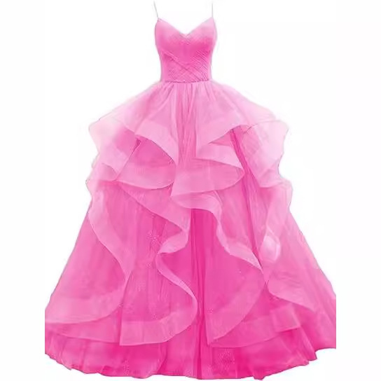 2026 Foreign Trade Fashion Spaghetti Strap Puffy Dress Elegant Slim-Fit Cross-Border Annual Meeting Cocktail Party Runway Evening Gown