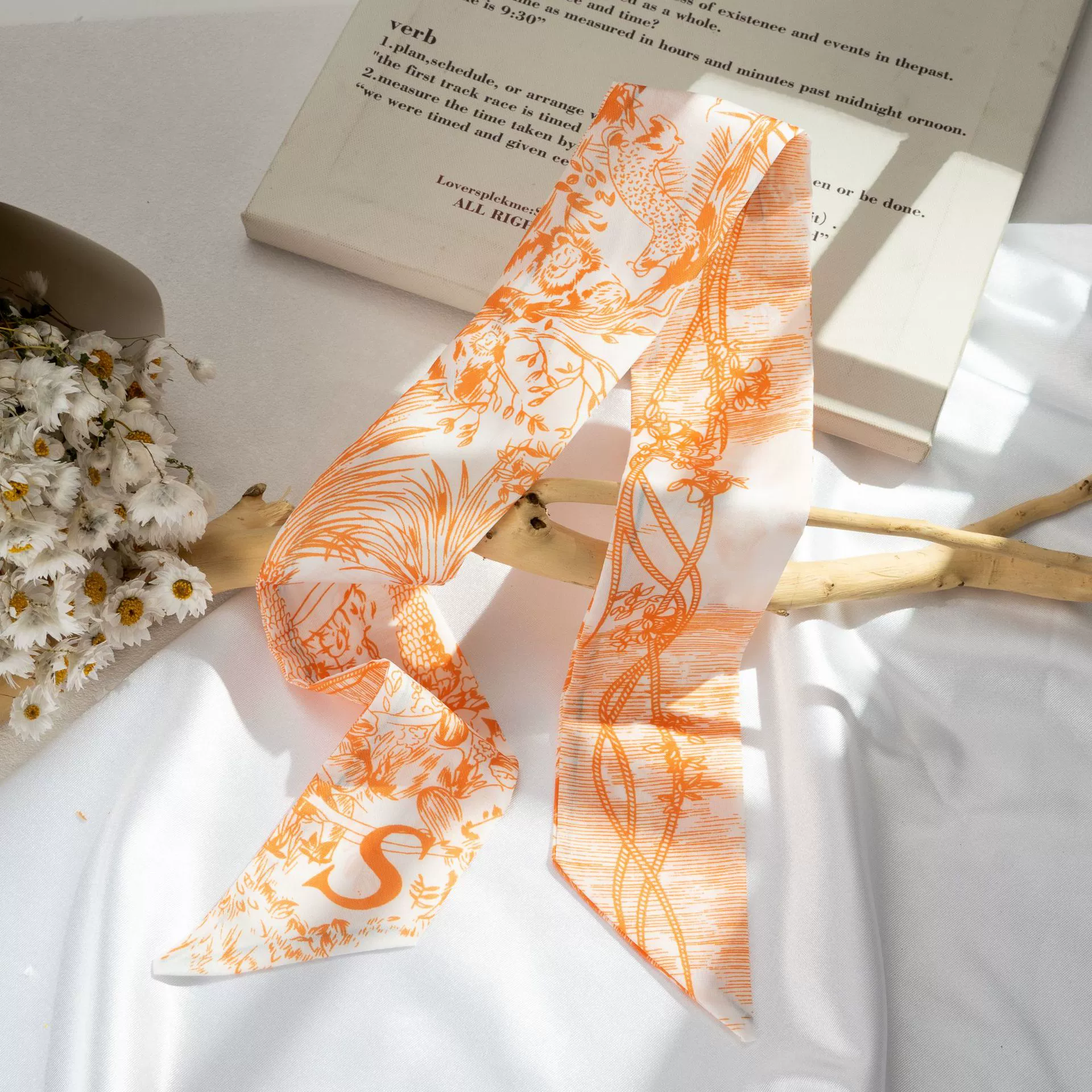 Silk Scarf Hairband (Suhang) long streamer 89×3.8 cm, lightweight gift box option