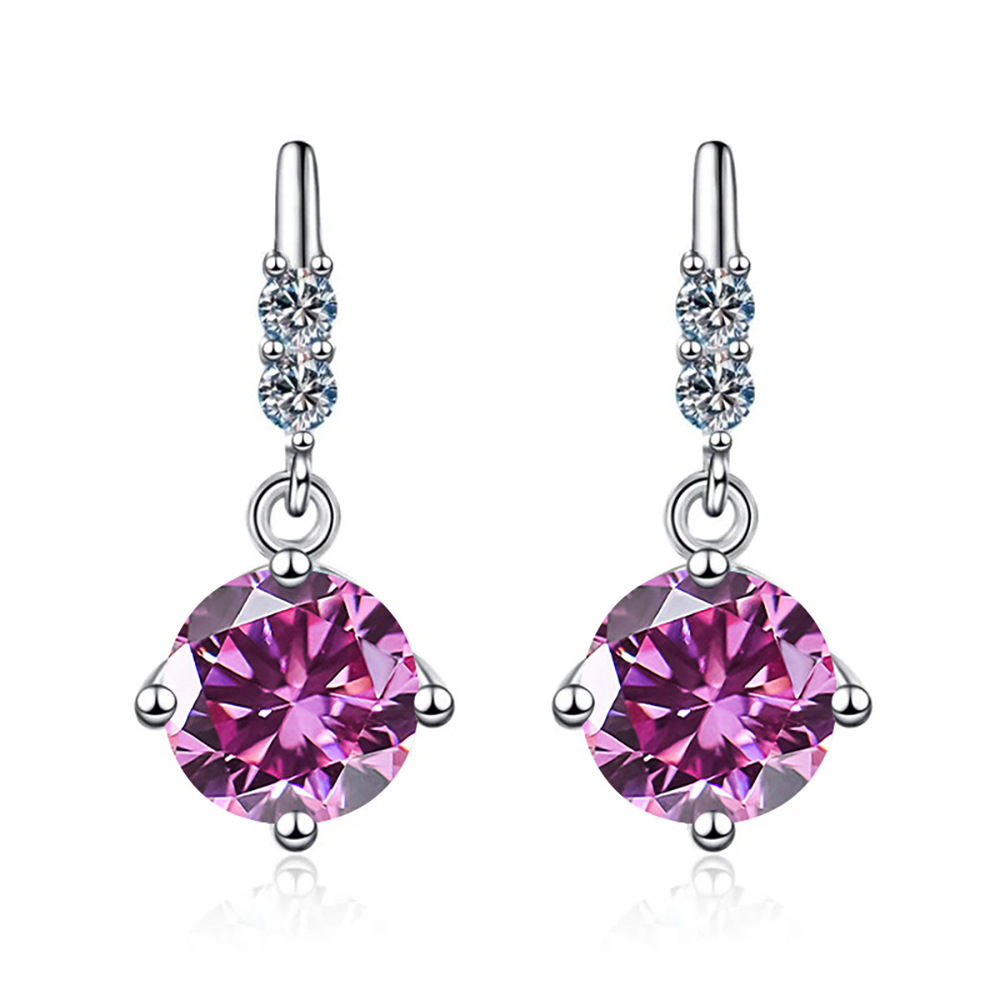 S925 pendientes de plata moissan perforación pendientes de piedra de moissan mujer pendientes de orejas de borde de calidad de fábrica directa