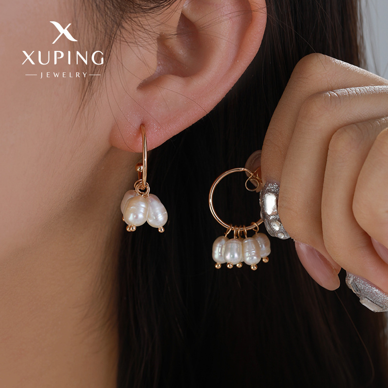 Luz de lujo de alto grado retro temperamento pendientes de la borla pendientes de abalorios de la perla artificial barroca de la joyería de Xuling