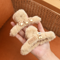 Autumn and Winter Cartoon Plush Hair Clip for Rear Head, Braided Hair with Cute and Fashion Hairpin Head Accessories for Girls Shark Hair Clip