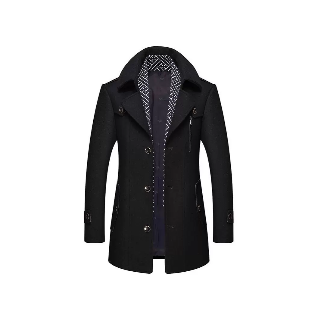 秋冬季新款男士围巾领双领羊毛呢大衣毛呢保暖风衣外套现货