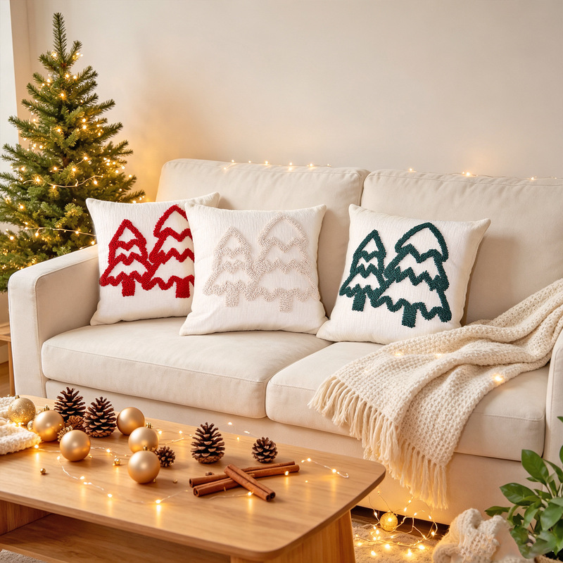 Christmas loop velvet chenille fabric Christmas tree embroidered pillowcase Christmas party home decoration pillowcase Christmas loop velvet chenille fabric Christmas tree embroidered pillowcase Christmas party home decoration pillowcase