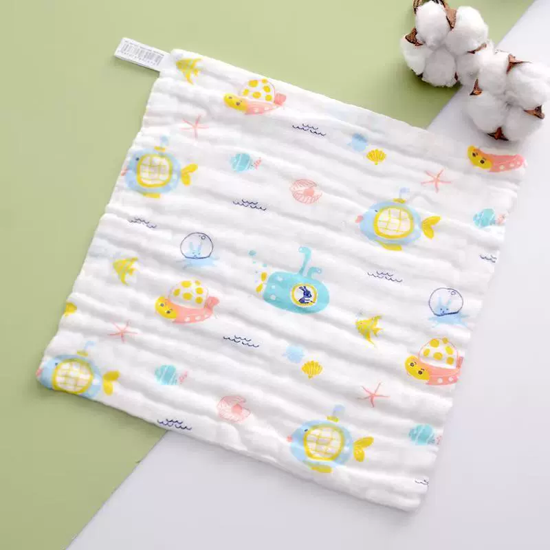 Многослойное полотенце из баббл-гейза высокой плотности 25*25 см, шестислойное, моющееся, маленькое, впитывающее, с принтом, для детей, быстросохнущее