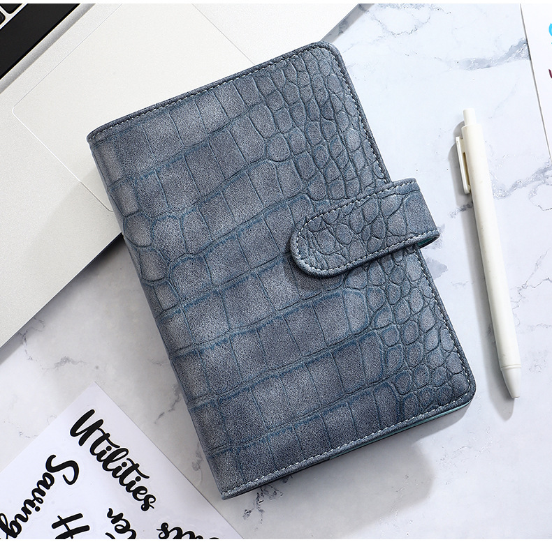 A6 neue Krokodil farbe 6 Ringbuch Pu Clip-On Notebook Leder Lose blatt Notebook Cover Notebooks Journal Briefpapier – Detail 14
