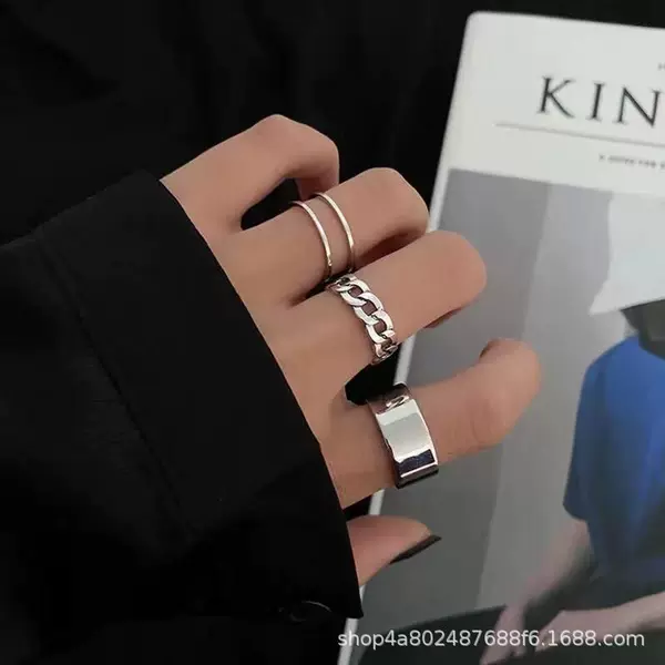 Ring Opening Suit Women's Ins Fashion Simple Hip-Hop Niche Stylish Cold Style Ring Combination Men's Trend