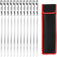 Stainless steel wave barbecue tool BBQ grilled chicken wing needle flat metal barbecue bag bag set barbecue skewers