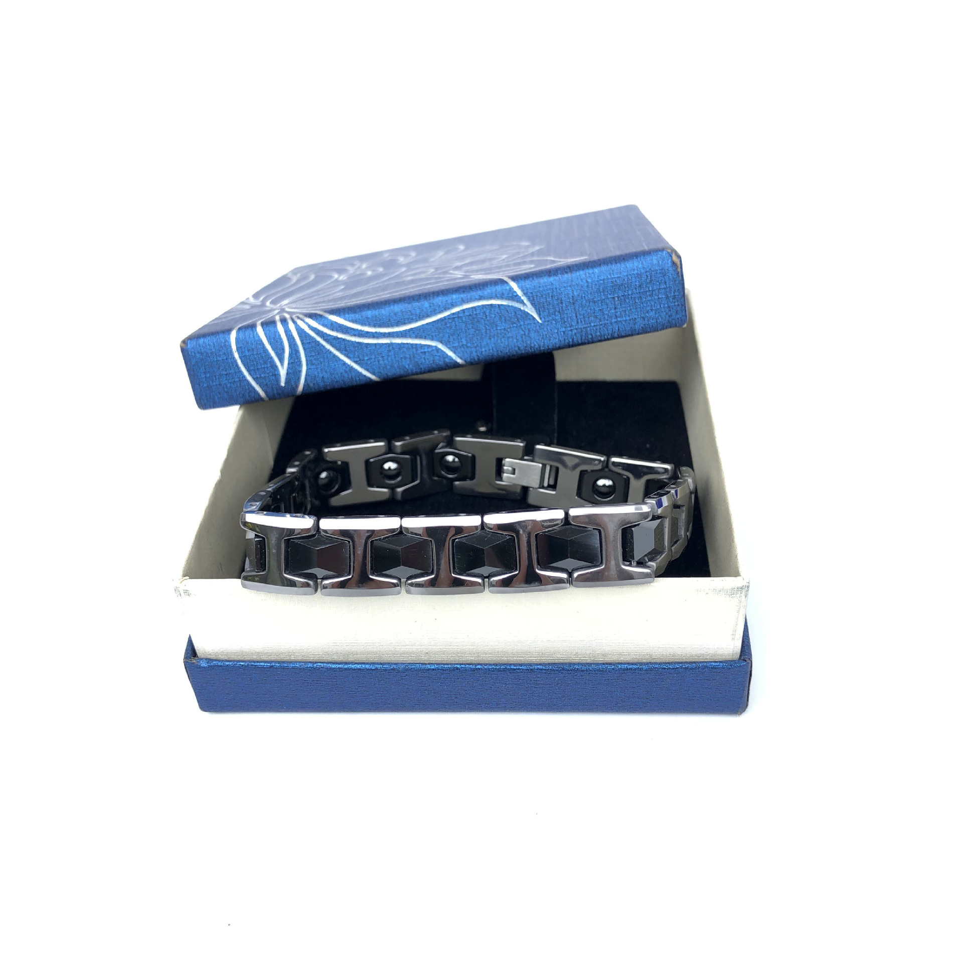 Europa y América nueva pulsera de tungsteno acero combinado con cerámica de diamante pulsera magnética para hombres personalidad simple joyería personalizada