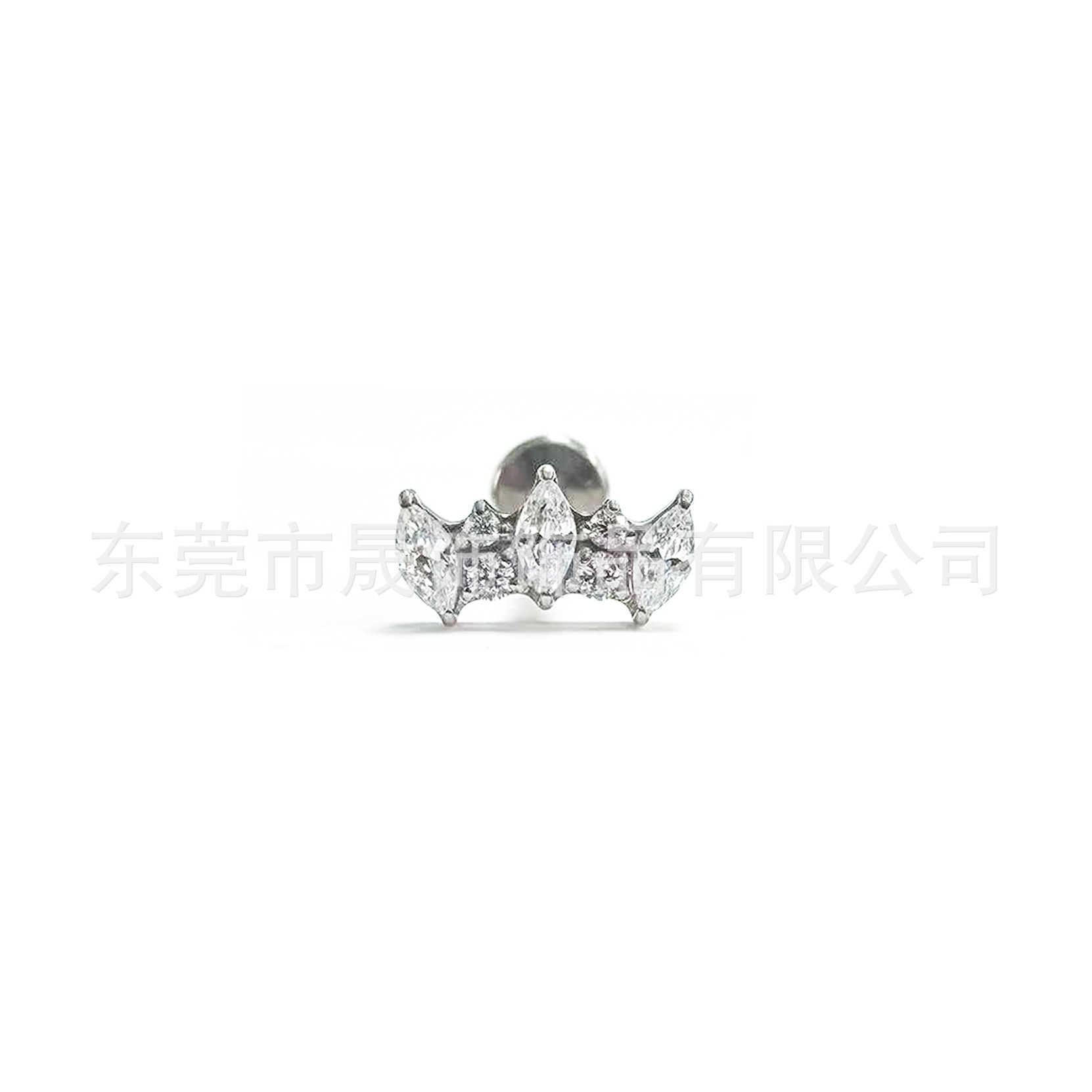 F136 Titanium Alloy Crown 马眼 Ear Stud Studded 5A Cubic Zirconia Helix Cartilage Stud G23 Titanium Internal Thread Labret Stud Piercing Jewelry