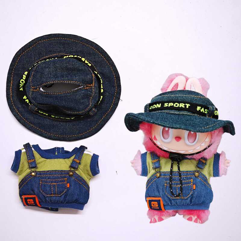 Labubu子供服一二三代布子供服漁師帽バックパンツtシャツセット15cm 17cm子供服|undefined
