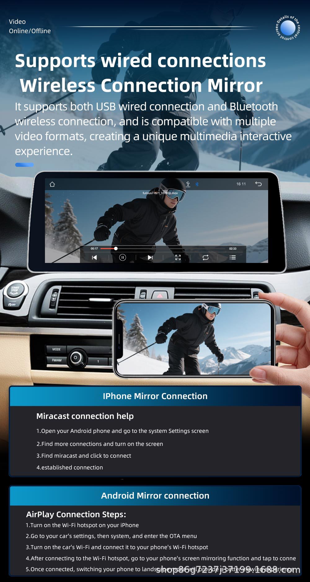 Suitable for Bmw 5 Series F10 12.3inch Car Navigation System, Large Screen Reversing Image, Carplay Bluetooth