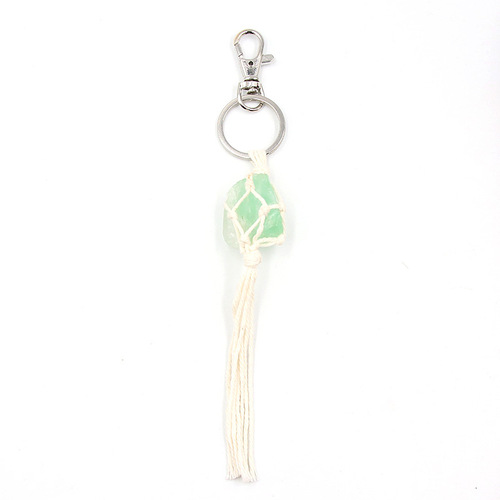 Natural Amethyst Crystal Powder Crystal Hand-Hammered Original Stone Keychain Pendant Set, Can Be Freely Combined DIY Hand-Woven Hanging Ornament