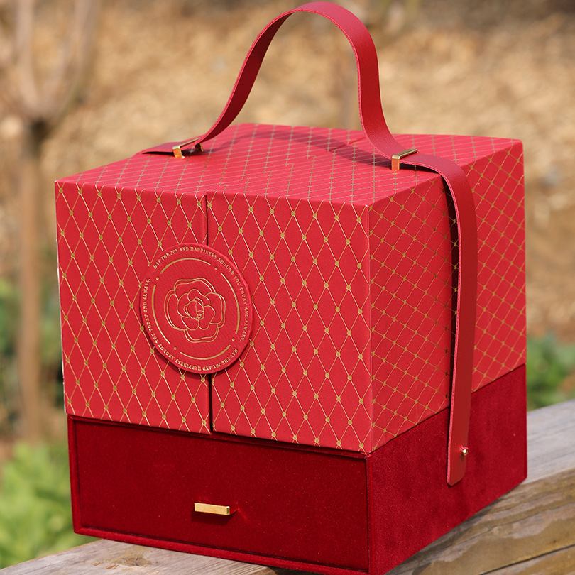 19x19x20cm-A14 더블 레이어 나란히 버건디