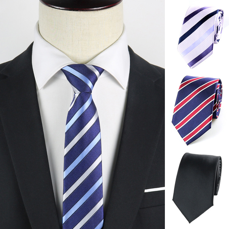 Cross-border new accessories 7cm tie manufacturers business professional wear polyester silk wedding group men's tie wholesale