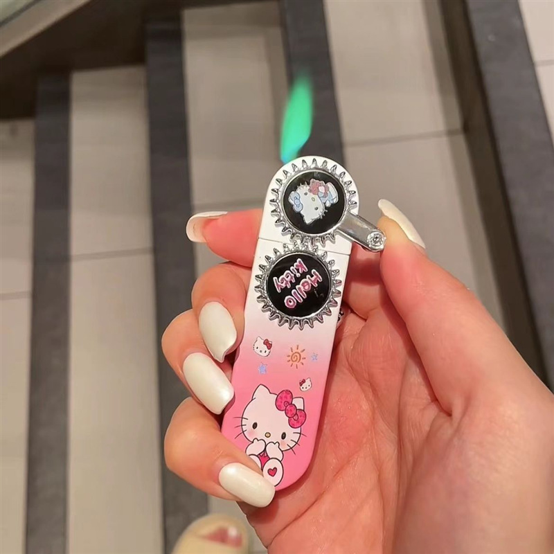 【一件代發】可愛甜色系彩繪庫洛米卡通帕恰狗齒輪鋅合金防風打火