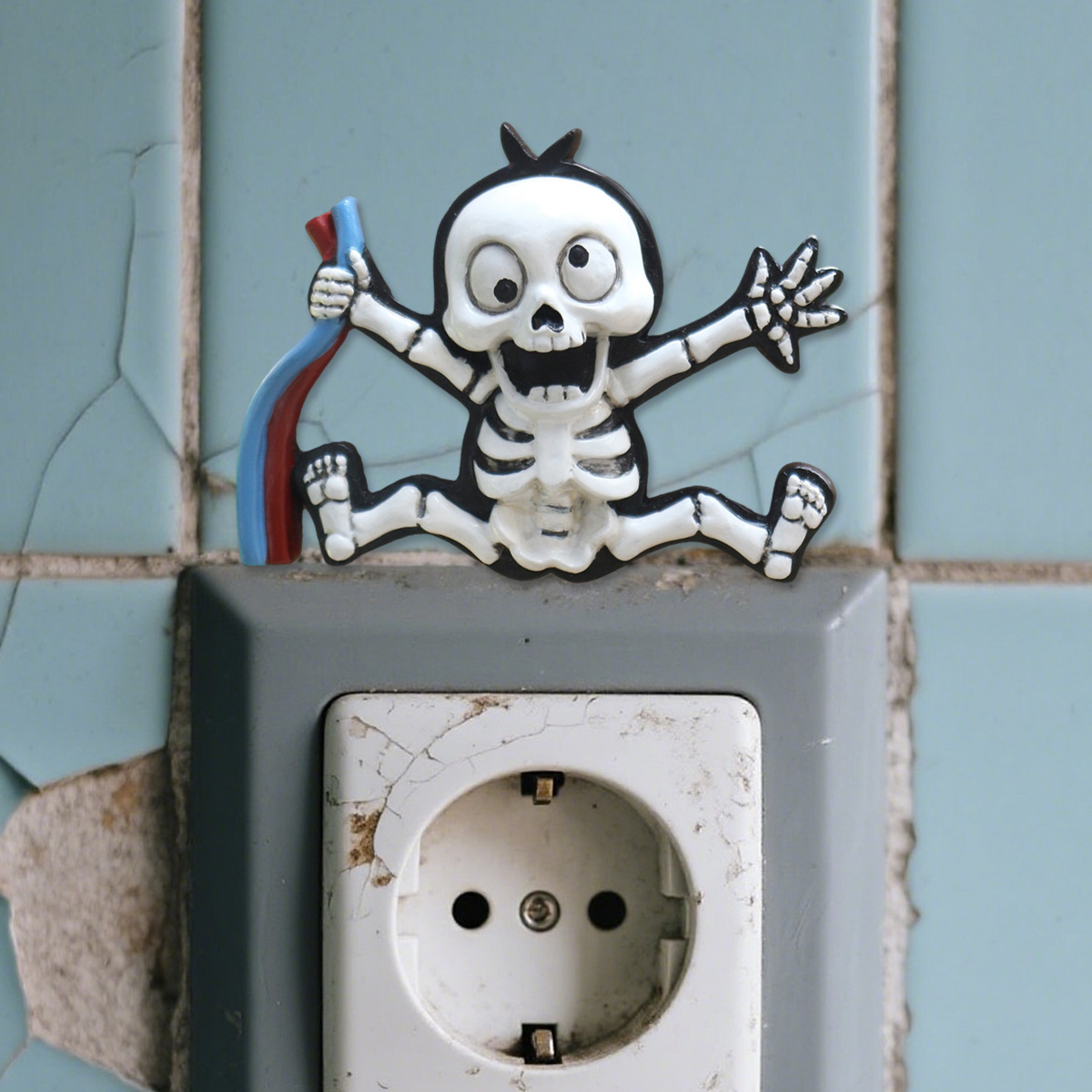   New Halloween Series Electric Shock Skull Ghost Hand Decoration Warning Sign Next to the Switch Ready Stock