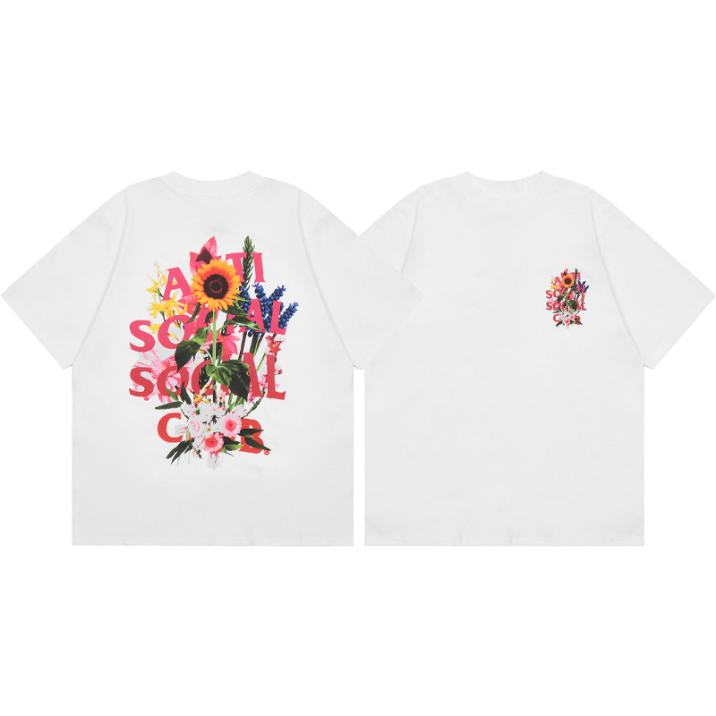 Versión correcta ASSC Club de dibujos animados relámpago impresión conjunta cuello redondo de los hombres Jersey pareja manga corta Camiseta moda