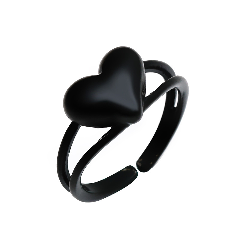New Fashion Black Peach Heart Multi-layer Ring Wholesale Nihaojewelry display picture 8