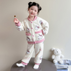 儿童洋气睡衣秋冬2025新款小女孩卡通居家服套装冬季女小童家居服