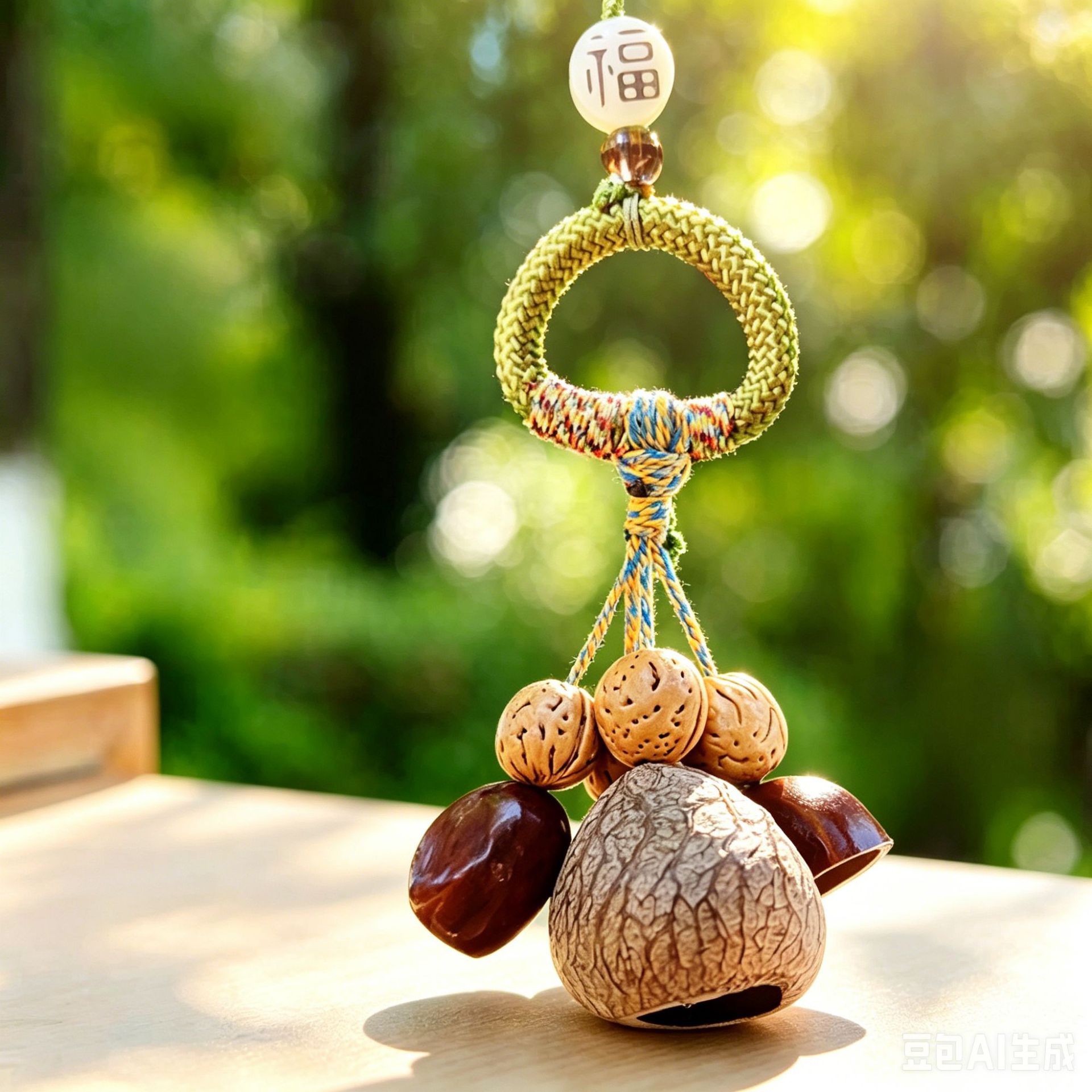 Forest-style natural fruit shell wind chime bag pendant, healing handmade finished product, car-mounted rattle, calming hanging ornament