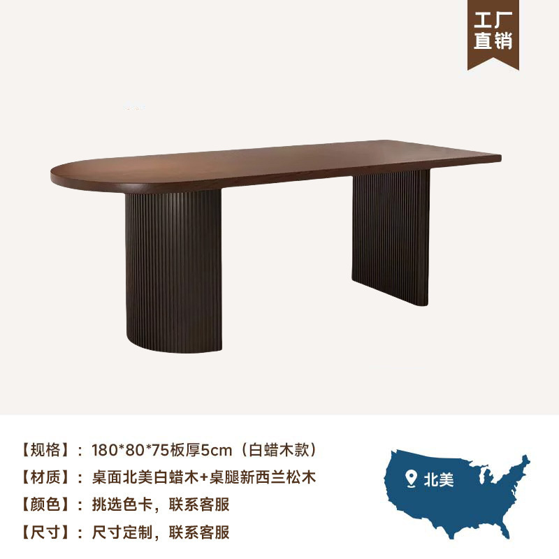 Qianmu 中古無垢材ダイニングテーブル 小型家庭用半楕円形ダイニングテーブル フレンチレトロアイランドテーブル 壁掛けダイニングテーブルと椅子の組み合わせ|undefined