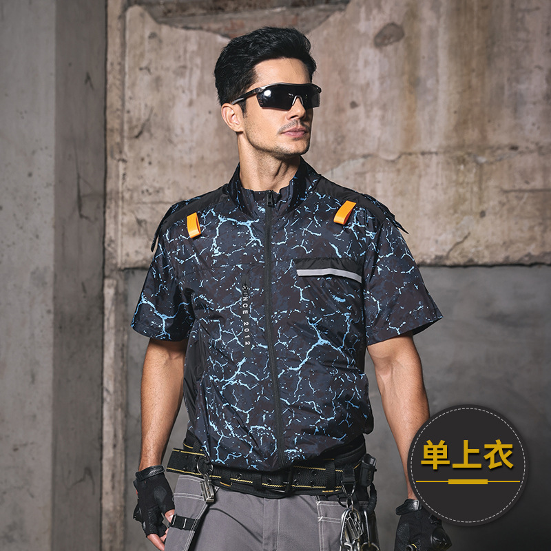跨境货源夏季空调服降温反光条马甲带风扇的衣服风扇服工作服|undefined
