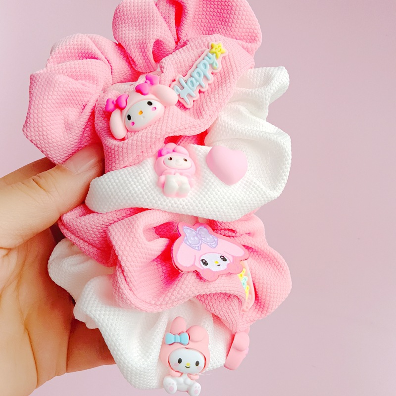 Dibujos animados ins colorido intestino grueso anillo de pelo Melody cabeza cuerda waffle todo partido cabeza cuerda Sanrio chica accesorios para el cabello