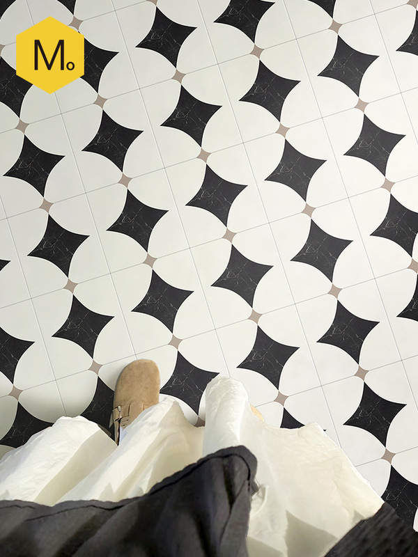 Momojia Mid-Century Style Bathroom Tiles French Black and White Small Tiles Bathroom Balcony Retro Kitchen Floor Tiles 200