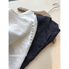 LK58はとても美しくて爽やかでリラックス感があります！シンプルでカジュアルなルーズ刺繍ラウンドネックハイカウントリネンシャツ