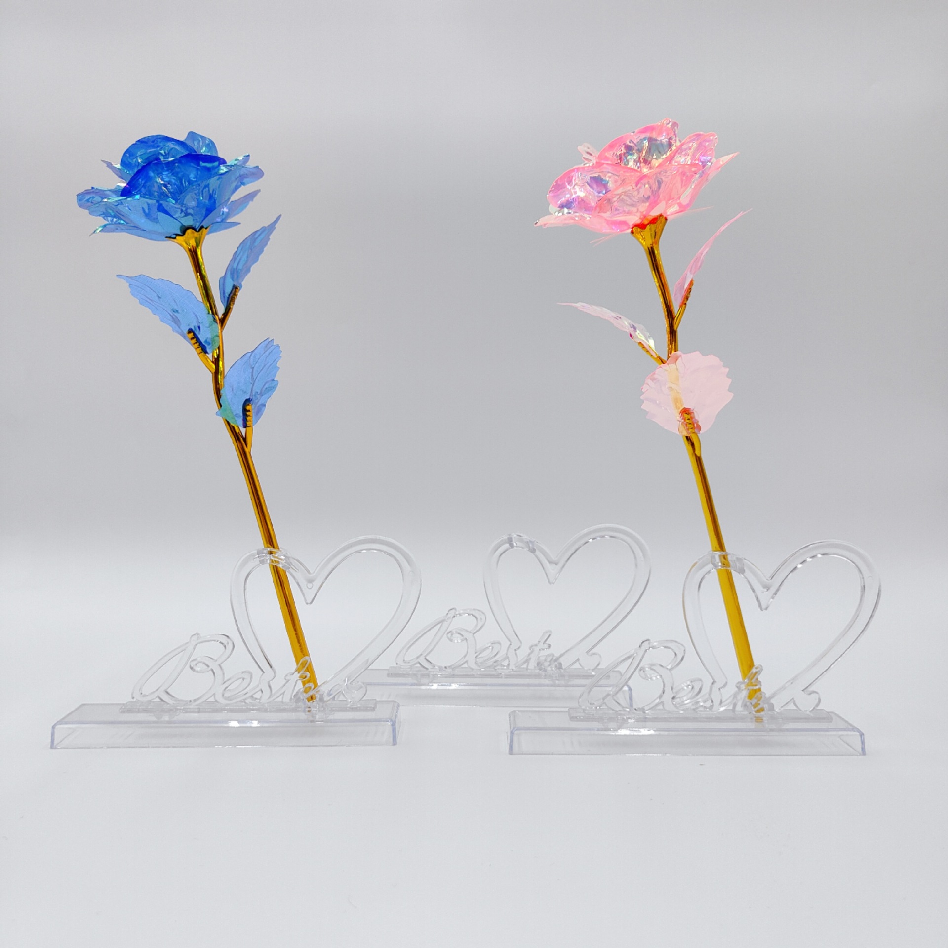 Color Flor de oro Hoja de oro Flor de rosa Simulación Láser Rosa colorida Día de la madre Día romántico Día de San Valentín Día de la mujer Regalo