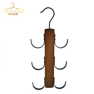 Cross-border multi-purpose solid wood hook 6 grappling hook hanger sling silk scarf neckband hanging wholesale