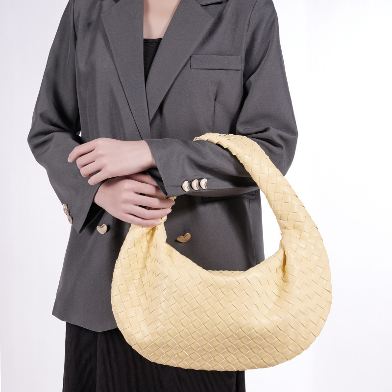 Y8835 #   European and American Best-Selling Large Denim Matte Pu Knotted Woven Shoulder Bag Big Jodie Bag